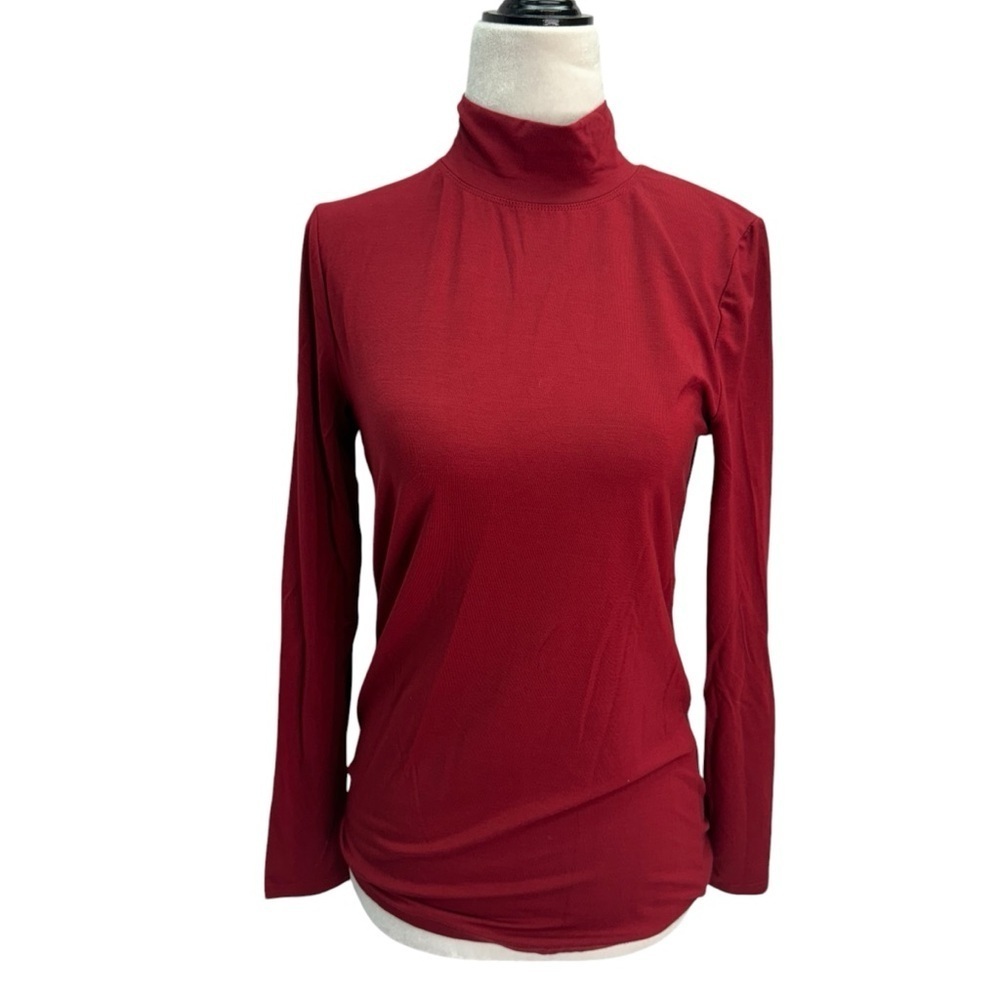NWT Papa Vancouver Burgundy Lightweight Turtleneck Top Size S